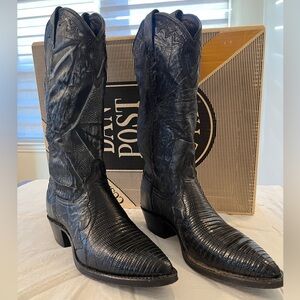 Dan Post Vintage Black Lizard Western Boots Men Size 8M